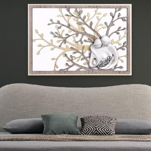MAZZOLA LUCE Quadro famiglia moderna 105x72 legno albero della vita scultura marmorino per soggiorno o capezzale camera da letto