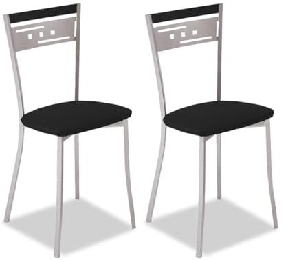 ASTIMESA Dos Sillas de Cocina Metálica Respaldo y Asiento Negro