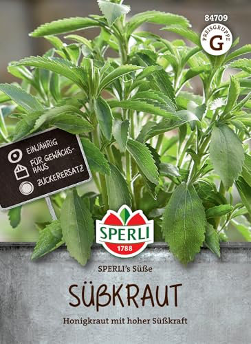 Sperli Süßkrautsamen SPERLI's Süße 84709 - einjährig - für Gewächshaus - Zuckerersatz - Honigkraut - hohe Süßkraft - ertragreich - Saatgut, Kräutersamen