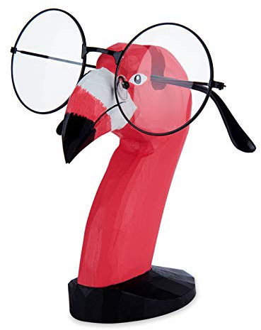 Wooden Eyeglass Holder Animal Sunglasses Holder Novelty Spectacle Holder Glasses Stand Giraffe Flamingo Gifts Funny Hand Carved Desk Accessories for Women Men Kids Home Office Decor (Flamingo Style)