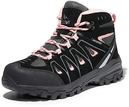 NORTIV 8 Scarpe da Trekking Impermeabili da Donna Scarponi da Montagna Trekking Antiscivolo Leggero Esterno Traspirante,Size 40,Nero/Rosa,SNHB211W