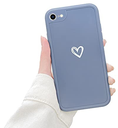 Newseego Phone Case Soft Silicon Compatible for iPhone 7/8 Se, Cute Fashion Love-Heart Pattern Case Cover for iPhone 7/8 Se Thin Lightweight TPU Protective Back Cover Case for iPhone 7/8 Se-Grey