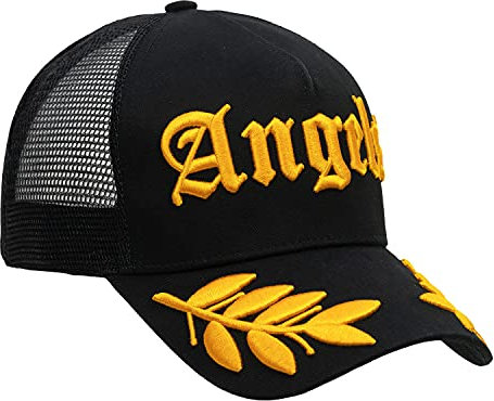 Chiccheria Brand Trucker Baseball Cap – Angels – Einheitsgröße | Sport | Mesh | Größenregulierbarer Druckverschluss | Bekannt aus GQ (Schwarz-Gold)