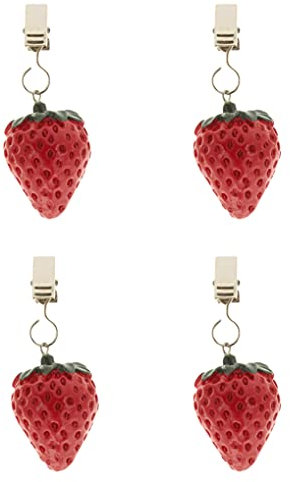MIK funshopping 4er Set Tischdeckenbeschwerer mit Klemmkraft - Tischdecken-Gewichte - Ideal für den gedeckten Tisch (Erdbeeren)