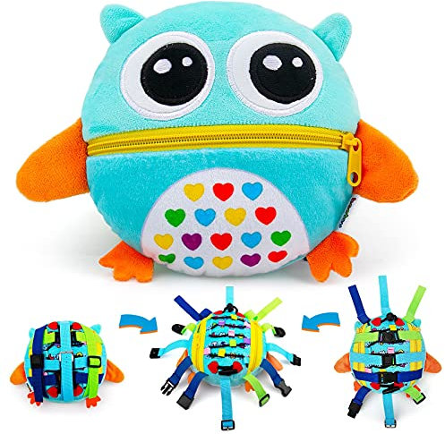 beetoy Buckle Sensory Pillow Toys for Toddlers, Sensory Zipper Travel Toy on Plane for Autism Toddler 1 3 Year Olds Early Educational Activity, Learning Threading Basic Life Skill Fidget Toy