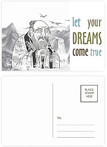 Dao China Ink Painting Dream Come True, Postkarten-Set Dankeskarte, 20 Stück