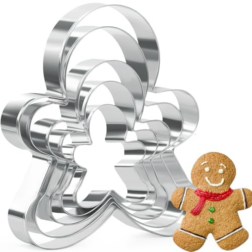 Lebkuchenmann Ausstechformen Set, 5 Stück Keks Ausstecher Edelstahl Ausstecher Formen für Weihnachtsferien