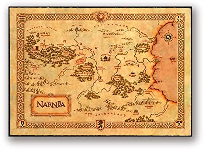 Narnia Map Poster Chronicles Of Narnia Prints Vintage Style Fantasy Maps Wall Art Picture Canvas Painting Home Room Wall 60x80cm(24x32in) Frameless