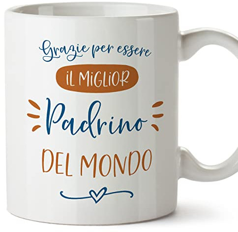 Mugffins Tazza in ceramica per PADRINO 350 ml - In italiano - Grazie migliore famiglia - Idea regalo per compleanno, anniversario, natale