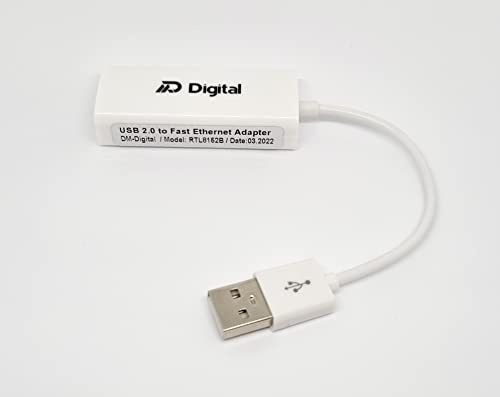 DM-Digital Netzwerkadapter, USB auf RJ45, Ethernet-LAN, 10/100 Mbit/s, RT8152b, kompatibel mit Laptops, Computern und Geräten mit USB 2.0, einschließlich Windows 7-11 Vista/XP, Mac OSX, OS X und MacOS