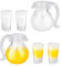 Cobee Mini Ornament, 6 Stück Harz Milch & Saft Küche Dekor - Miniaturzubehör für Puppenhaus Maßstab 1:12, Uni, Weiß und Orange