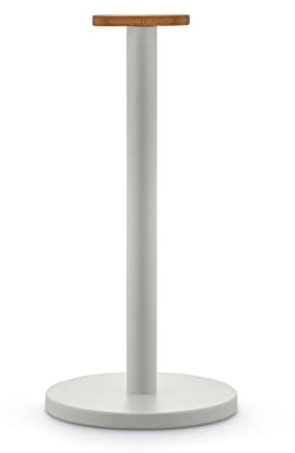 Alessi BG05 WG Küchenrollenhalter aus Stahl, epoxidharzlackiert, Warm Grey. Knopf aus Bambusholz