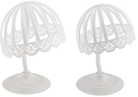 zalati Supporto per Parrucca Testa per Parrucca 2 Pezzi per Espositore per Cappello da Bambino per Negozio di Casa Salon - Plastica Bianca 45cm/ 17.7inch