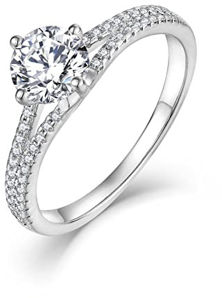 Starchenie 1CT Verlobungsring 925 Sterling Silber Ehering zum Jahrestag für Damen