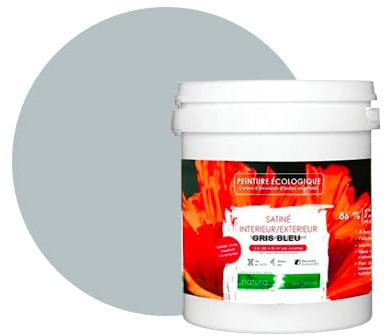 BOX DECO COULEURS Peinture naturelle écologique intérieur extérieur aspect satin Natura - 1L, Gris Bleu