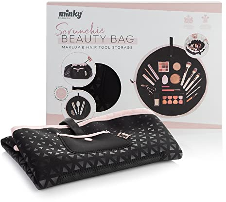 Minky Scrunchie Beauty Bag, Non Slip Base, Accessory Pocket, Ideal for Hair Dryers and Curling Tongs
