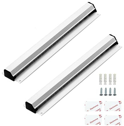 Lot de 2 porte-étiquettes muraux en aluminium (34,8 cm) avec ruban adhésif double face pour hôtel, cuisine, bureau
