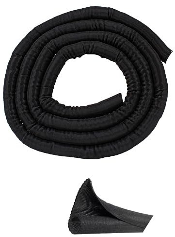 Qjaiune Kabel-Management, 7,6 m – 2,5 cm, schwarz, geteilte Hülse, Drahtschutz, Schreibtischkabel-Organizer, selbstwickelnder Draht-Webstuhl für TV, Computer, USB-Kabel, Netzkabel, Audio-Video-Kabel