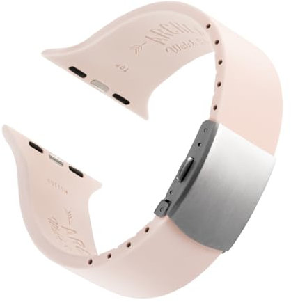 Archer Watch Straps - Cinturini Su Misura in Silicone per Apple Watch (Rosa Pallido, Chiusura Argento, 44/45/46/49mm)