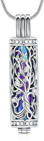 Minicremation Kremation Urne Anhänger Halskette mit hohlen Zylinder Vial Keepsake Urne Kremation Schmuck Memorial Lockets für Asche für Frauen Männer (Sliver-Colorful)