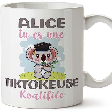 Mugffins Tasses Personnalisables pour TIKTOKEUSE femme - En Français - Cadeau Personalisé- Koalifies Personalisés - 11 oz / 330 ml