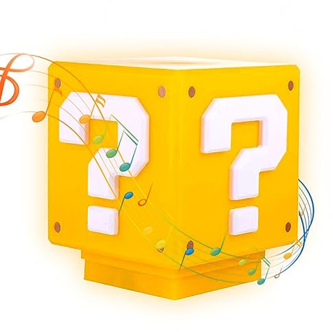 XEERUN 3D Icon light Night Lights von Mario, Upgrade Mario WüRfel Lampe, 3D Fragezeichen dekorative Ornamente Mit Spiel-Soundeffekten für Geburtstag Geschenke, Kinderzimmer Dekoration