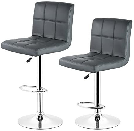 HASMI Barhocker 2 Teile/Set Barstuhl-Küchenbüro-Stuhl schwarz Sechs Gitter Gepolsterte verstellbare Bar-Stuhl-Möbel Barstühle (Color : Grey-2pcs)