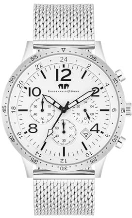 Rhodenwald & Söhne Herren Uhr analog Quarzwerk Chronograph mit Edelstahl Armband Silber 10010444