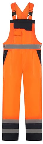 LABEL APPAREL Men's Hi Vis Bib and Brace Waterproof Workwear Reflective Overalls Yellow/Navy Dungaree for Men -S-3XL