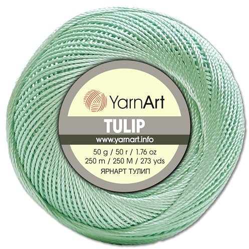 Frida's Wollhaus YarnArt 50 g Tulip Häkelgarn Filetgarn Mikrofaser glänzend seidig 49 Farben (471 | Helltürkis)