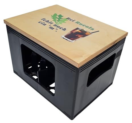 BierEx Bierkastensitz aus Holz Sitzauflage für Bierkisten, Hocker, Sitzkissen für Getränkekisten (Rum-Cola)