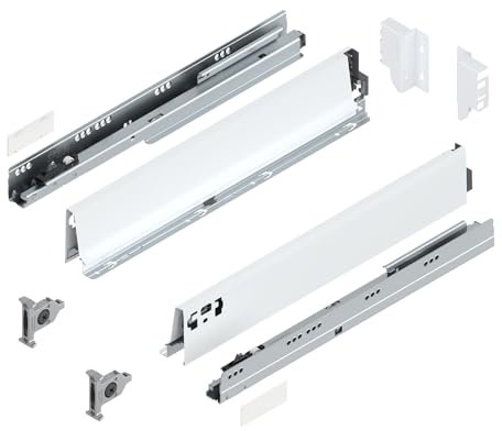siwitec Blum TANDEMBOX antaro Schubkasten M Vollauszug Seidenweiß | Schubladenschiene 450 mm Nennlänge | Belastbarkeit bis 30 kg | BLUMOTION Soft-Close | zum Anschrauben