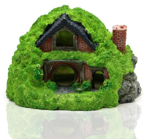 GRKB Aquarium Deko,Terrarium Deko,Aquarium höhle,Aquarium Moosdekor Aquarium für Fische,Aquarium Fische,DIY im Freien Miniaturen für Terrarien,Aquarienversteck,Holzhaus verstecken