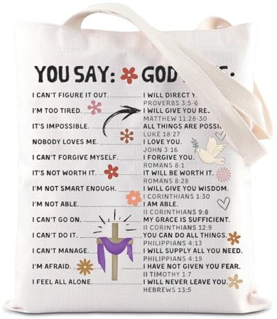 Einkaufstasche mit christlichem Heilszitat, Geschenk, Glaube, motivierender Bibelvers, Gott sagt, Einkaufstasche, christliche Bibelbestätigung, Einkaufstasche, weiß, 14.56