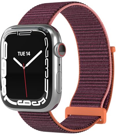 EAZY CASE Armband für Apple Watch 38mm / 40mm / 41mm / 42mm verstellbares Ersatzarmband aus Nylon Sport Loop kompatibel mit Apple Watch Serie 11 10 9 8 7 6 5 4 3 2 1 SE für Damen und Herren Beere