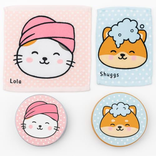 4er Set Magisches Handtuch Baumwolle Zaubertuch für Kinder Zauberhandtuch Mitgebsel Geschenkidee Kindergeburtstag Geschenk (4er Set Haustiere)