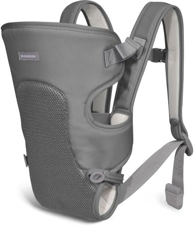 KikkaBoo Babytrage Neugeborenes MYRA, Ab 3 Monaten, Ergonomisch & Bequem, Für Babys bis 9 kg, 3 Tragepositionen, Atmungsaktives Netz, Verstellbare Schultergurte, Grau