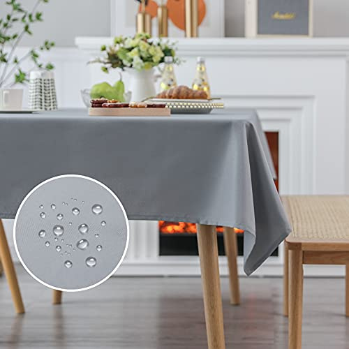 Demetex Rechteckige Stofftischdecke, 152 x 213 cm, graue Tischdecke, weich, einfarbig, Tischdecke für Esszimmer, Küche, Restaurant, 152,4 x 213,4 cm, Hellgrau