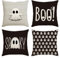 Artoid Mode Streifen Geist Boo Halloween Kissenbezüge 4er Set, 45x45 cm Saisonnal Spooky Zierkissenbezug Cushion Cover Deko