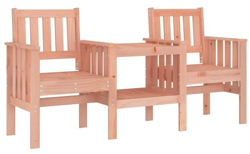 Primal Internet GmbH Premium Gartenbank mit Tisch in der Mitte aus Holz wetterfest | Outdoor Sessel 2-Sitzer Massivholz Douglasie | Sitzbank, Holzbank mit integriertem Tisch