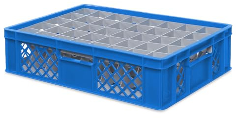 BRB Gläserkiste 600x400 mm für 15, 24, 33 oder 40 Gläser, farbig (Blau, für 40 Gläser Ø 67 mm, Glashöhe max 122 mm)