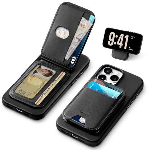 TUCCH Magnetic Case for iPhone 16 Pro Max (6.9) 2024 with Detachable Wallet[5 Card Holders]Adjustable Stand[RFID Blocking][Wireless Charging]PU Leather Cover Compatible with iPhone16 Pro Max, Black