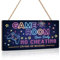 TOARTi Game Room Wall Sign Neon Light Effect Gaming Wood Sign Video Game Wooden Plaque for Gaming Zone Game Room Open Daily No Cheating Wall Plaque 6X12 inch Gamer Accessories Bedroom Door Sign