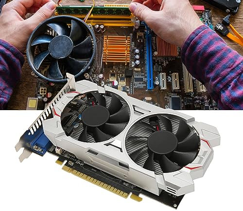 EIMSOAH Carte Graphique de Jeu 1050 Ti, 4 Go GDDR5, avec Deux Ventilateurs de Refroidissement, PCI Express X16 3.0, DirectX 12, Prise en Charge de L'affichage 8K (GTX1050Ti 4 Go DDR5 128