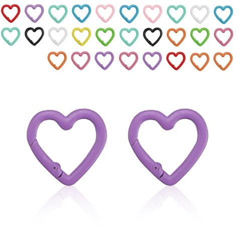 CHSEROK Karabiner Herz, 30 Stück Herz Karabiner, Bunt, für Schlüsselanhänger, Rucksackschnalle, DIY-Basteleien