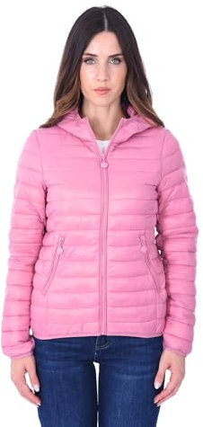 Ciabalù Piumino Donna 100 Grammi Leggero con Cappuccio Giacca cento grammi per Tutte le Stagioni Giubbino Slim Fit Casual Formale (IT, Testo, S, Regular, Regular, Rosa)