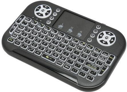 Rankomu 2.4G Hz Mini Wirel Keyboard Controller Mini Wireless Bluetooth Keyboard with Touchpad, 2.4GHz RF Handheld Controller, Rechargeable Remote for PC, Compact Design, Black
