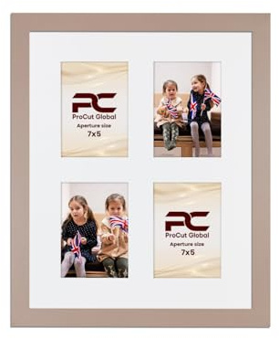 Procut Global 20x16 Modern Rose Gold Photo Frames For Multiple Pictures | White Mount with 4 Apertures to Fit 7x5 Photos, Multi Aperture Collage Frame for Friends & Family Photos - Wall Hanging