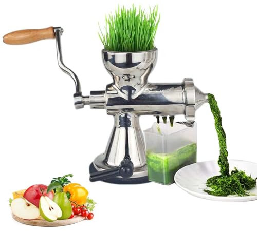 Manuelle Weizengras-Entsafter, Edelstahl-Handkurbel für Weizengras & Blattgrün, Hand-Obst- und Gemüsepresse, Kaltpresse, Entsafter für Äpfel, Granatäpfel, Sellerie, Ingwer usw.