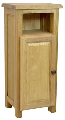 GROFurniture Solid Oak Cabinet for Hallway or Livingroom, Narrow Slim Cabinet with 1 Door, Wooden Console or Side Table, Small Oak Display Unit